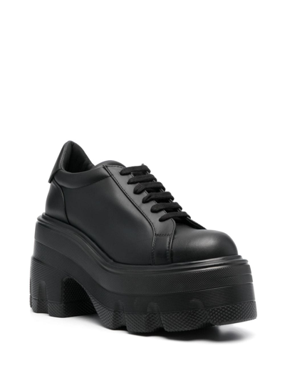 Casadei 110mm High-heel Leather Sneakers In 黑色