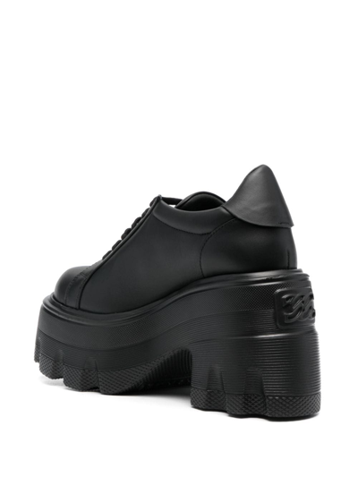 Shop Casadei 110mm High-heel Leather Sneakers In 黑色
