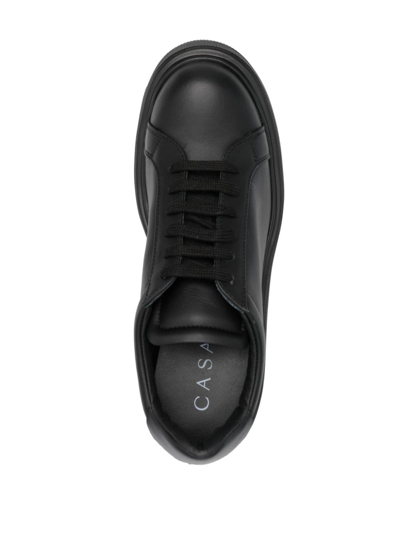 Casadei 110mm High-heel Leather Sneakers In 黑色