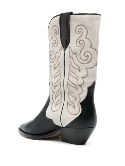 Shop Isabel Marant Embroidered Leather Boots In 黑色