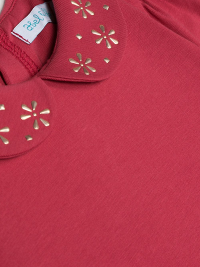 Shop Abel & Lula Floral-appliqué Long-sleeve Top In 粉色