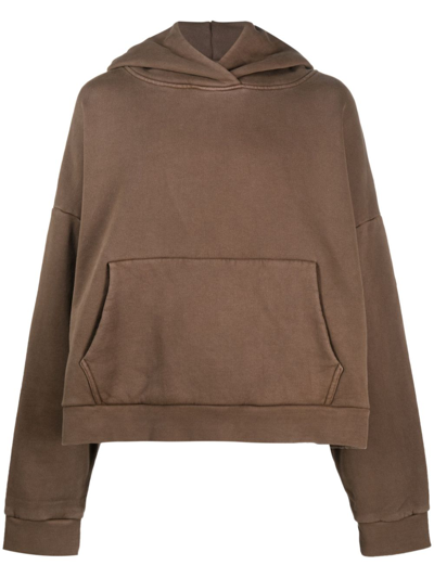 Shop Entire Studios Drop-shoulder Cotton Hoodie In 褐色