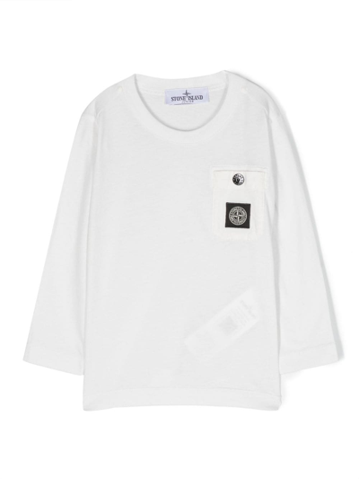 Shop Stone Island Junior Logo-patch Cotton T-shirt In White