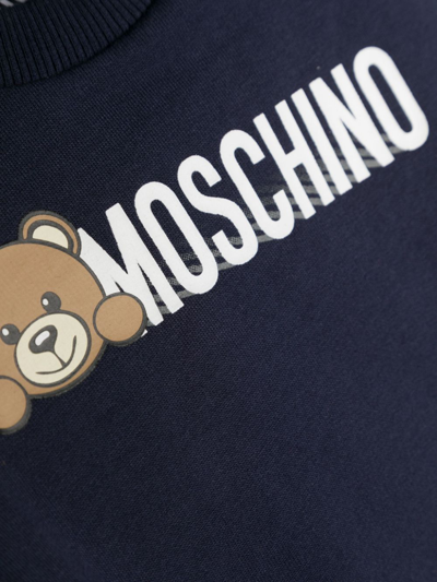 Shop Moschino Teddy Bear-motif Cotton Sweatshirt In 蓝色