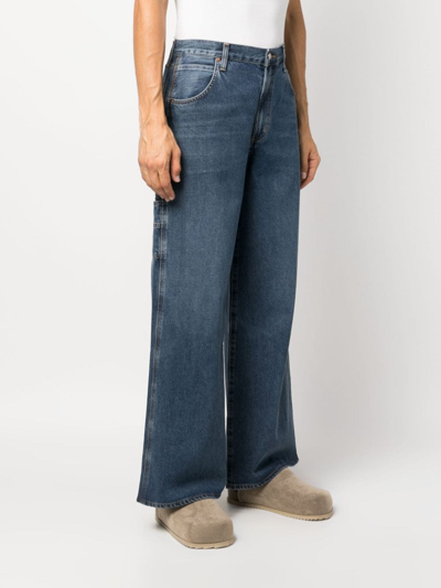 Shop Agolde Mid-rise Wide-leg Jeans In 蓝色
