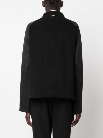 Thom Browne Cropped Relaxed Field Jacket Top Applied Pockets In Black