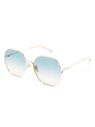 Chloé Hexagonal Oversized-frame Sunglasses In Gold