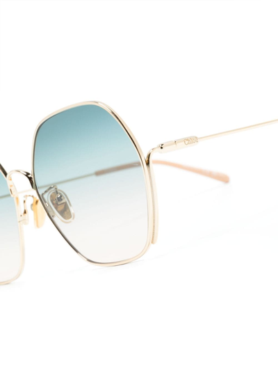 Chloé Hexagonal Oversized-frame Sunglasses In Gold