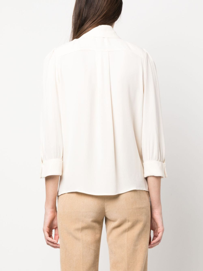 Shop Elisabetta Franchi Scarf-detail Button-up Shirt In 中性色
