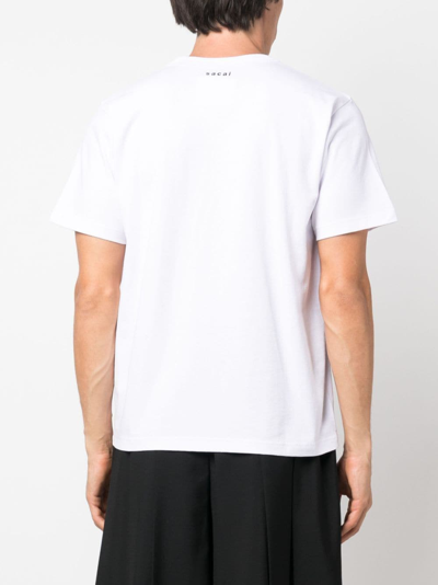 Shop Sacai Slogan-print Crew-neck T-shirt In 白色