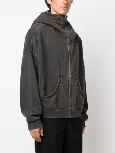 Shop Entire Studios Zip-fastening Cotton Hoodie In 黑色