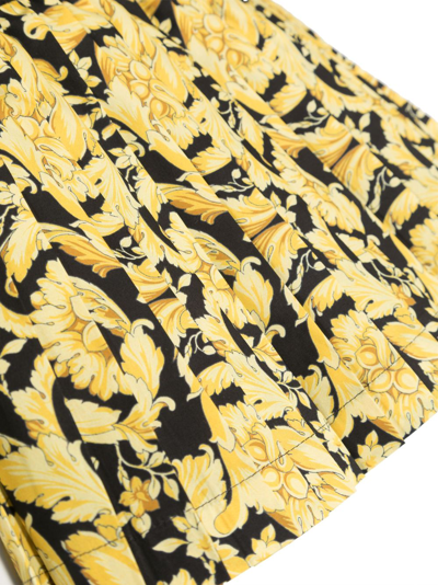 Versace Gonna Baroque-print Pleated Skirt In 黑色