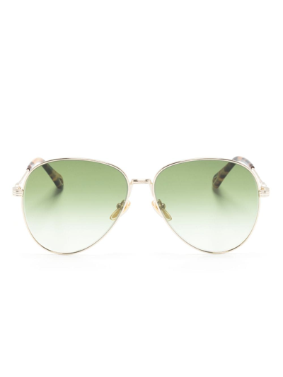 Shop Chloé Pilot-frame Gradient Sunglasses In 金色