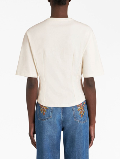 Shop Etro Foliage-embroidered Cotton T-shirt In White