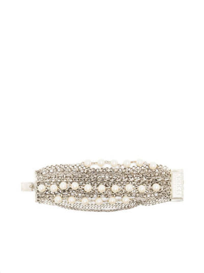 Pre-owned Gianfranco Ferre 1990s Faux-pearl Multi-chain Bracelet In Silver