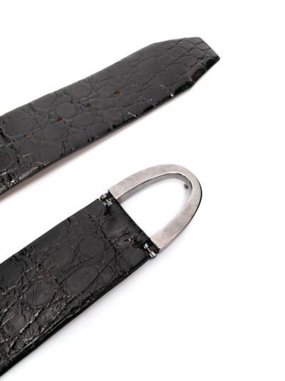 Pre-owned Gianfranco Ferre 1990s Pebbled Leather Belt In Black