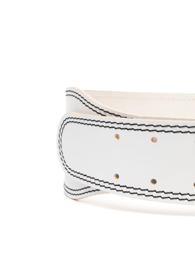 Pre-owned Gianfranco Ferre 1990s Stitched Buckled Belt In White