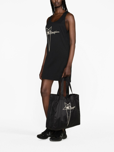 Rick Owens X Champion X Champion Logo-embroidered Tote Bag In 黑色