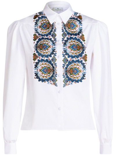 Shop Etro Paisley-print Poplin Cotton Shirt In White
