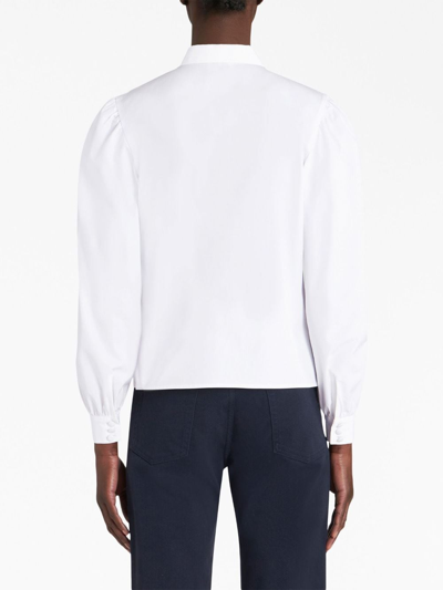Etro Cotton Button-front Shirt With Embroidered Paisley Detail In White