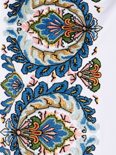 Etro Cotton Button-front Shirt With Embroidered Paisley Detail In White