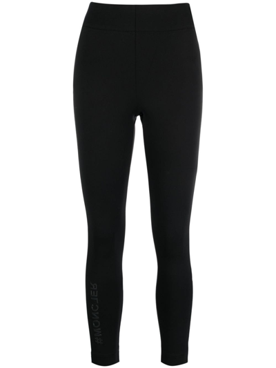 Shop Moncler Zip-pocket Jersey Leggings In Black