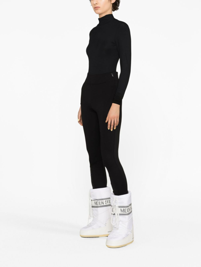 Moncler Brand-embossed Slim-fit High-rise Stretch-woven Leggings In Black