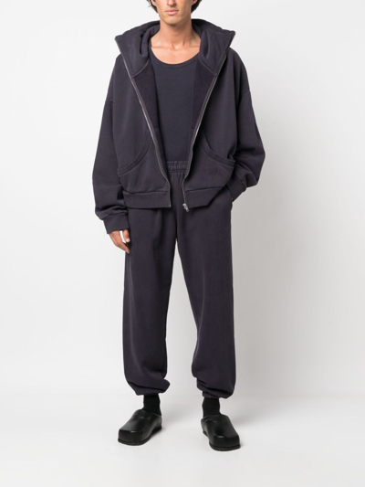 Entire Studios Washed Cotton Full-zip Hoodie In Blue | ModeSens
