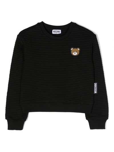 Moschino Teddy Bear Patch Sweatshirt In Black