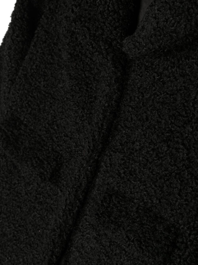 Shop Monnalisa Faux-shearling Single-breasted Coat In Black