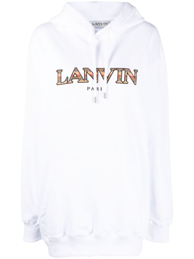 Shop Lanvin Logo-embroidered Hoodie In White