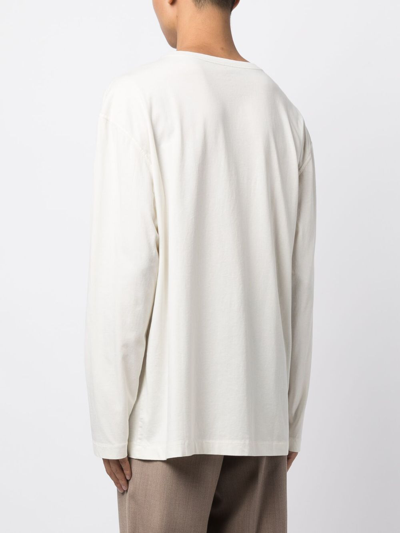 Shop Lemaire Patch-pocket Cotton Long-sleeve T-shirt In White