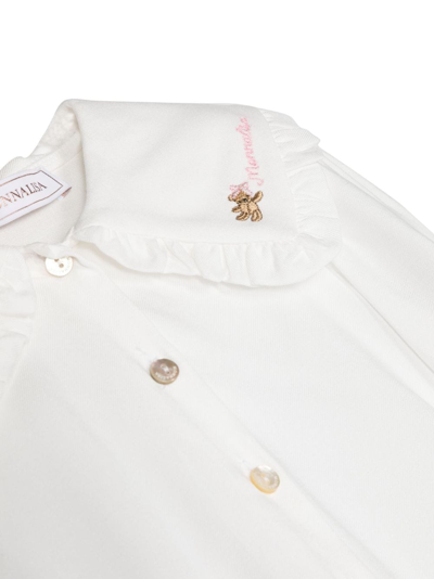 Shop Monnalisa Logo-embroidered Long-sleeve Shirt In White