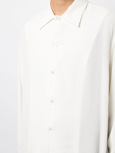 Shop Studio Nicholson Long-sleeve Straight-hem Shirt In White