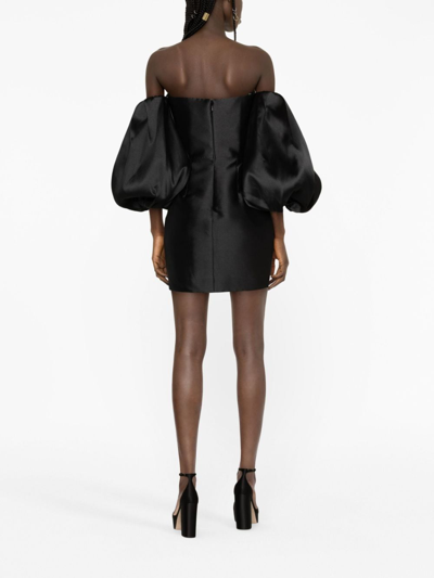 Solace London The Bella Puff-sleeve Minidress In Black