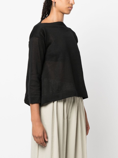 Shop Daniela Gregis Semi-sheer Linen Top In Black