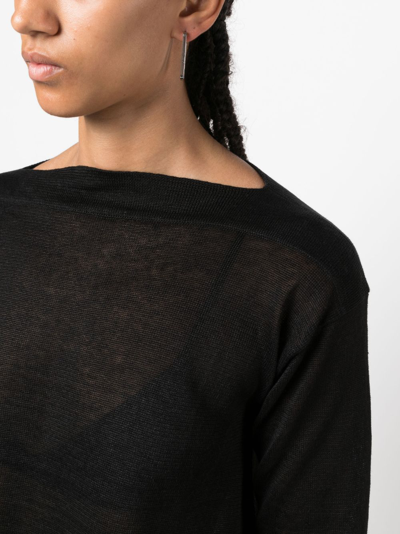Shop Daniela Gregis Semi-sheer Linen Top In Black