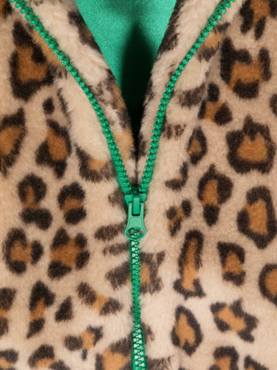Shop Monnalisa Leopard-print Faux-fur Jacket In Brown