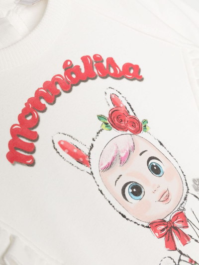 Shop Monnalisa Logo-print Round-neck Sweatshirt In White