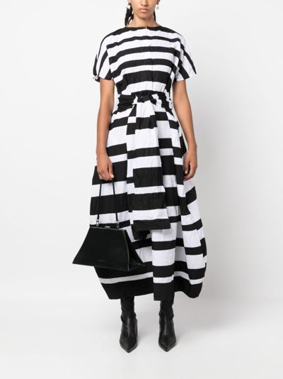 Shop Daniela Gregis Crinkled-effect Striped Midi Dress In White
