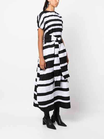 Shop Daniela Gregis Crinkled-effect Striped Midi Dress In White