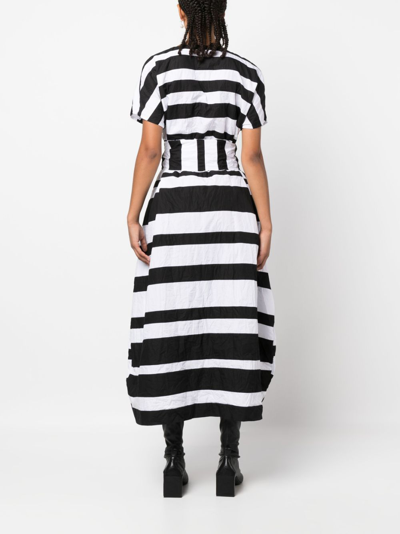 Shop Daniela Gregis Crinkled-effect Striped Midi Dress In White