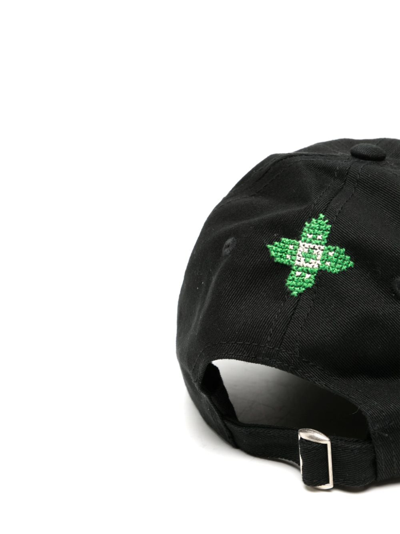 Shop Adish Sarou Tatreez Logo-embroidered Baseball Cap In Black
