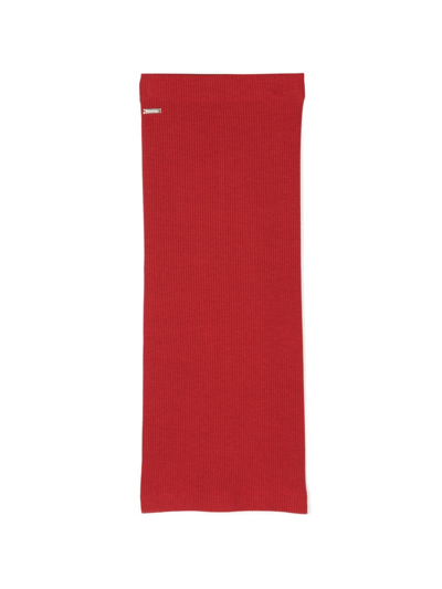 Shop Monnalisa Button-detail Ribbed Skirt In Red