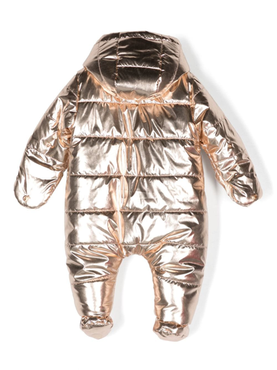 Shop Bosswear Logo-print Hooded Foil Snowsuit In Gold