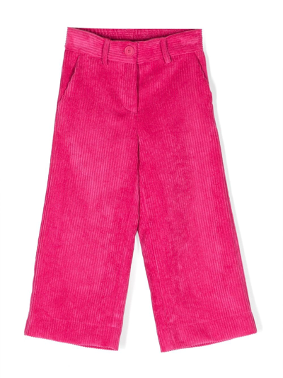 Shop Monnalisa Corduroy Wide-leg Trousers In Pink