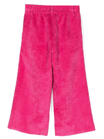 Shop Monnalisa Corduroy Wide-leg Trousers In Pink