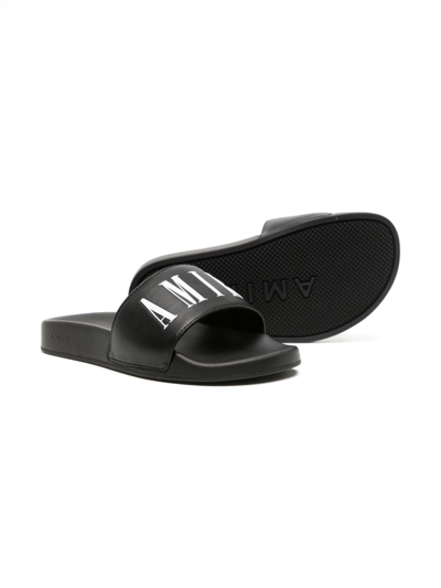 Shop Amiri Logo-print Pool Slides In Black