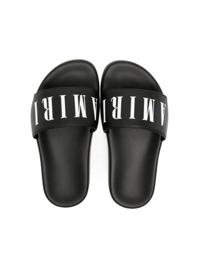 Shop Amiri Logo-print Pool Slides In Black