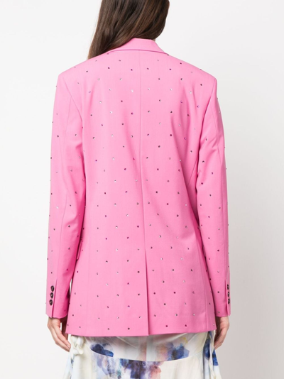 Shop Msgm Crystal-embellished Single-breasted Blazer In Pink